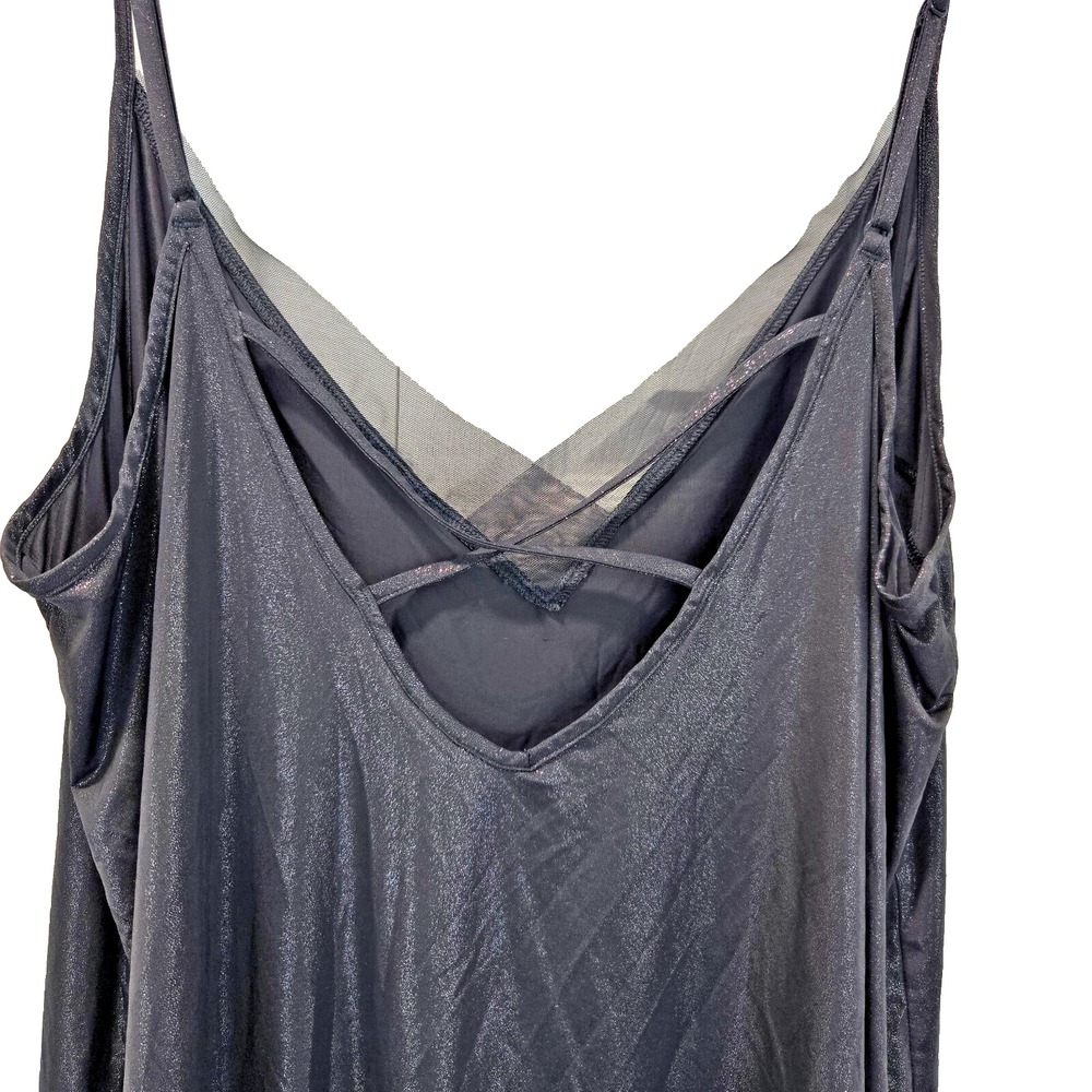 Victorias Secret Metallic Mesh V Neck Cami Tank Top Womens L Silver Glamorous - Picture 11 of 11